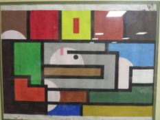 A pair of large framed abstract paintings, one signed 41 x 54 cm. (2)