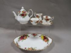 Royal Albert Old Country Roses, miniature 'tea for one' set - teapot, cup/saucer sugar & milk on