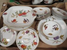 Two trays of Royal Worcester Evesham etc