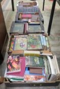 Six trays of assorted books to include Hutchinson's Beautiful Britain, family bible etc
