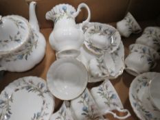 Two trays of Royal Albert Brigadoon tea/dinnerware