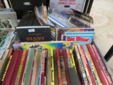 Two boxes of ephemera, books and annuals