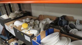 Five trays of assorted ceramics to include tea/dinner ware to include two Royal Worcester