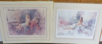 Two signed Gordon King prints, Contemplation and Pandora - unframed