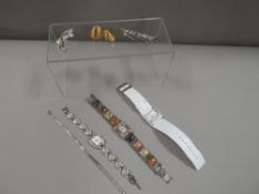A small quantity of costume jewellery and watches to include a silver bracelet