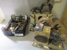 A selection of Art Deco and other marble mantle clocks and accessories - spares or repairs