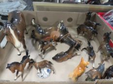 A tray of assorted Beswick horses etc some A/F