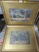 F Dearden - A pair of watercolours depicting woodland scenes