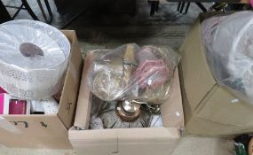 Three boxes of sundries to include wall lights A/F