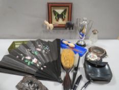 A basket of collectables, to include pens