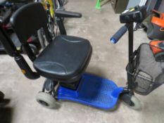 A three wheeled Shoprider mobility scooter - missing charger and key A/F
