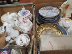 Two trays of assorted ceramics to include Aynsley and Royal Albert