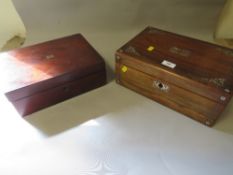 A mother of pearl inlay workbox with another