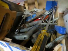 Two trays of hand tools plus a tool box with contents