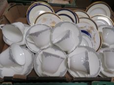 A tray of assorted tea ware to include Wedgwood and Shelley
