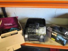 Three boxed power tools to include a Trend router, a Pro sander and a Makita planer