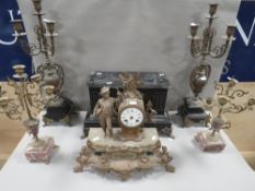Two antique clock garnitures - spares and repairs