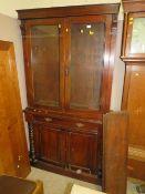 An Edwardian mahogany glazed two door library bookcase W 104 cm