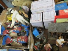 Two trays of collectables to include vintage toys and ceramics