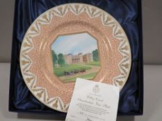 A hand painted Royal Worcester Witley Court plate - boxed with certificate
