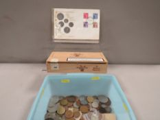 A box of vintage coins