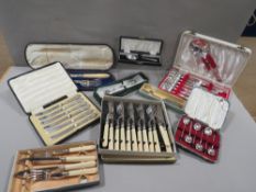 A tray of antique cased flatware