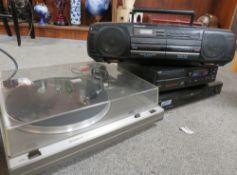 box of electricals to include a stereo and DVD player (unchecked)