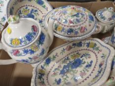 Four trays of assorted tea/dinner ware to include Masons Regency, etc