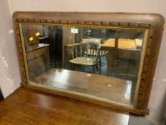 An antique mahogany in laid overmantel mirror W 90 cm