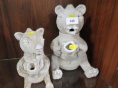 Two graduated novelty bear tea pots
