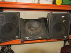 A MUTANT X MT12ASK powered subwoofer and 2 torque mountable DJ style speakers