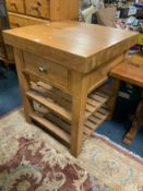 A ‘Besp-Oak’ handmade butchers style kitchen block with drawer H 92 W 76 cm