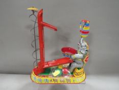 A reproduction circus themed tin plate toy