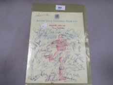 An Aston Villa Football Club Ltd signed headed paper season 1963 - 64