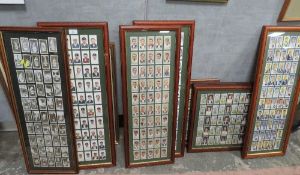 Nine frames of cricketing & boxing interest cigarette cards with glazed backs