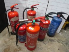 A selection of six fire extinguishers A/F