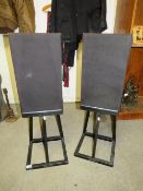 A pair of Mordaunt short MS35Ti speakers with floor stands - House Clearance