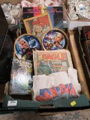 A selection of Sci-Fi collectables to include various comics, Joe 90 painting book, Star Trek LP an