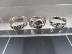 An antique silver buckle ring size O, an antique silver MIZPAH ring size P and an antique silver