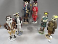 Six Country Artists meerkats to include Henry, Bader, Windsor, William, Jack and Sherlock A/F