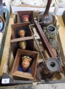 A selection of Oriental bronze ware, Continental framed heads etc.