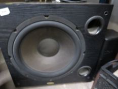 A Tannoy subwoofer system Saturn S-Sub 15 and four speakers (5 items)