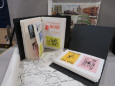 Two albums of adult adverting ephemera together with a tram poster