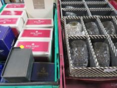 Two trays of crystal and glass to include boxed Royal Albert and Edinburgh examples