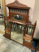 An Edwardian mahogany overmantel mirror