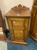 An Edwardian mahogany inlaid pot cupboard