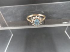 An aquamarine and pearl set 9ct gold dress ring, size U, weight approx. 2.8 g