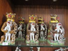 Six reproduction bear tea pots