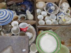 Four trays of assorted ceramics and glass etc to include a T G Green cheese/butter dish