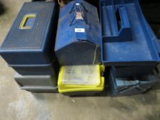 A selection of six toolboxes and contents